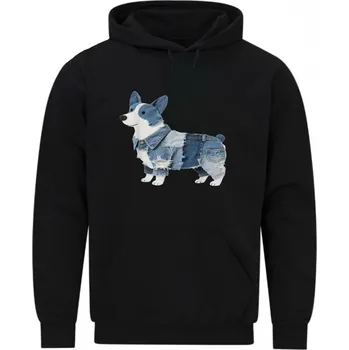Pánská mikina Pánská mikina Džínový Corgi (Velikost: 5XL, Barva: Černá)