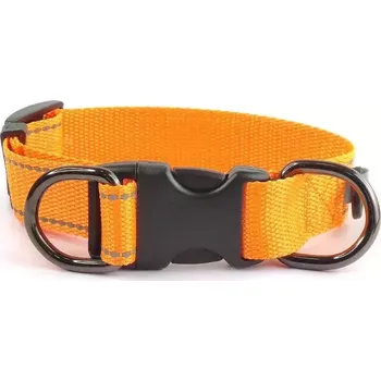 Obojek pro psa TopTechnology Reflexní obojek pro psy z nylonu s černou sponou, velikost S (oranžový)