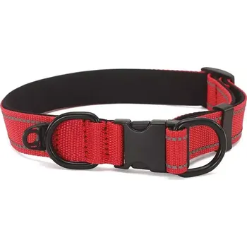 Obojek pro psa TopTechnology Reflexní obojek pro psy voděodolný s černou sponou, velikost L (červený)