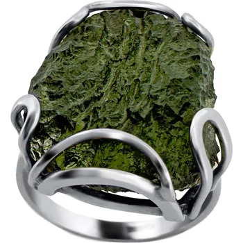 Prsten Stříbrný prsten s vltavínem P35 0036