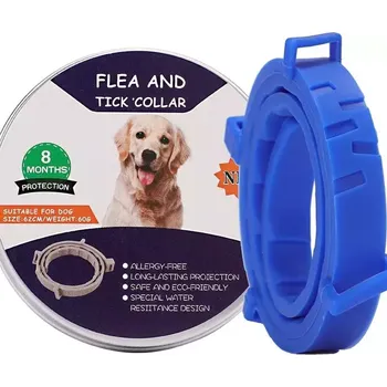 Antiparazitikum pro psa TopTechnology Obojek proti blechám a klíšťatům pro psy a kočky s hliníkovým pouzdrem, 72cm modrý