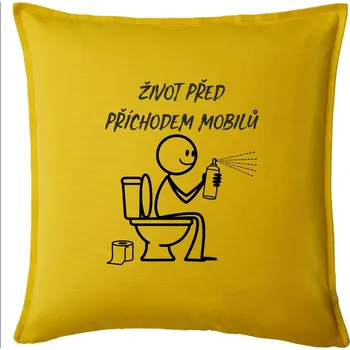 Polštář Život před příchodem mobilů - Polštář 50x50 - 50x50 - Pouze potah ( Žlutá )