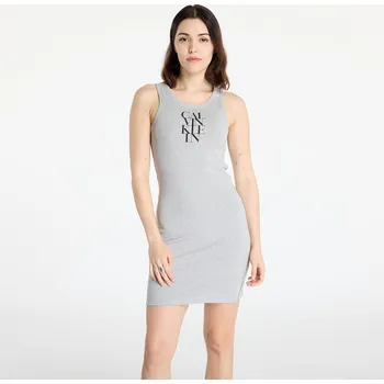 Dámské šaty Šaty Calvin Klein Jeans Sl Cotton 1X1 Rib Dress Gray L