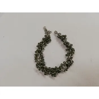 Náramek Náramek s korálky - šedý průhledný - délka 17-22 cm