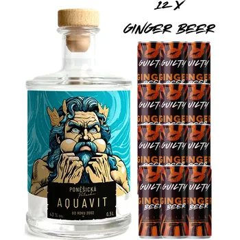 Likér Lihovarek.cz Poněšický AQUAVIT + 12x GUILTY Ginger Beer