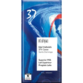 Cukrovinka Čokoláda mléčná 37% z Ekvádoru a Karibiku BIO - Vivani 80g