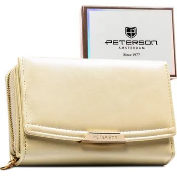 Peněženka Peterson peněženka z ekokůže se zapínáním na druk a zip Barva: Smetanová