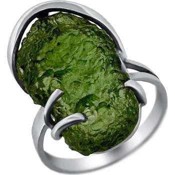 Prsten Vltavín Moldavite Stříbrný prsten s vltavínem P35 0022