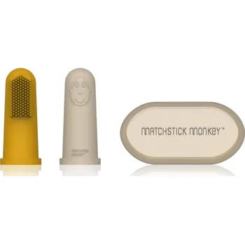 Zubní kartáček Matchstick Monkey Silicone Finger Toothbrush dětský zubní kartáček na prst s pouzdrem Yellow/ Beige 2 ks