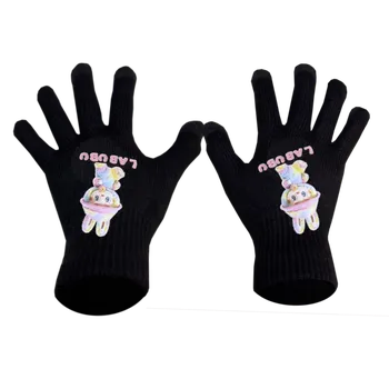 Pokrývka hlavy Numberoplus Dětské pletené rukavice s potiskem - LaBuBu Barva: Černá