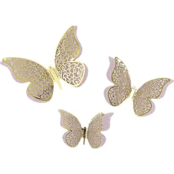 Party dekorace Dortisimo Nejedlá dekorace světle fialovo-zlatá Motýlci (12 ks)