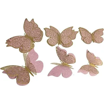 Party dekorace Dortisimo Nejedlá dekorace světle růžovo-zlatá Motýlci (12 ks)