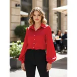 Luxusní červená saténová halenka VS ELEGANT , VELIKOST XS