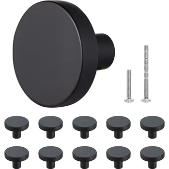 Nábytkové kování Vevor Knoflíky do skříní 10 ks Ø32 mm, černá zinková slitina, se šrouby