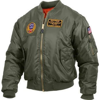 Pánský bomber Bunda s nášivkami MA1 FLIGHT SAGE GREEN vel. L (Bunda s nášivkami MA1 FLIGHT SAGE GREEN vel. L)