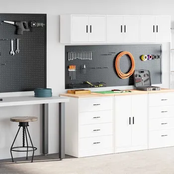 Dílenský stůl Garážové skříně 2 ks bílé kompozitní dřevo Bílá3328332