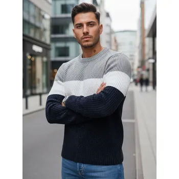 Pánský svetr Pánský svetr DSTREET TMAVĚ MODRÁ/SVĚTLE ŠEDÁ L