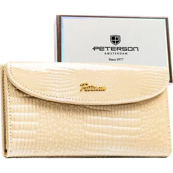 Peněženka Peterson Dámská horizontální peněženka s reliéfním vzorem krokodýla Barva: Béžová