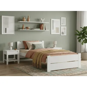 Postel Postel IKAROS DOUBLE 90 x 200 cm, bílá Rošt: S lamelovým roštem, Matrace: Bez matrace