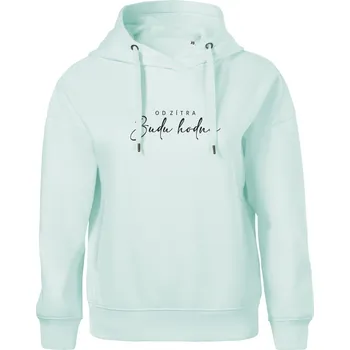 Dámské tričko Dámská MIKINA s kapucí OVERSIZED - Od zítra budu hodná Barva: Mátová, Barva potisku: Černý, Velikost: M