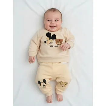 Sinsay - Kalhoty Mickey Mouse - krémová - 693EM-01X - 693EM-01X-80