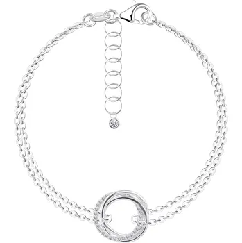 Náramek Náramek ze stříbra 925 - tři propletené kruhy, čiré zirkony, dvojitý řetízek