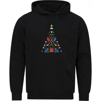 Pánská mikina Pánská mikina Vánoční Stromek Hokejisty (Velikost: 5XL, Barva: Černá)