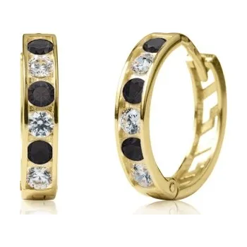Náušnice Couple, Dívčí kruhové náušnice Elaxi II, žluté zlato s černými zirkony, 585-66-3-0364.0Z00.0.11.109.61