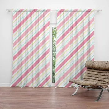 Závěs Sablio Závěs Čtyřbarevné pruhy: 2ks 140x250cm