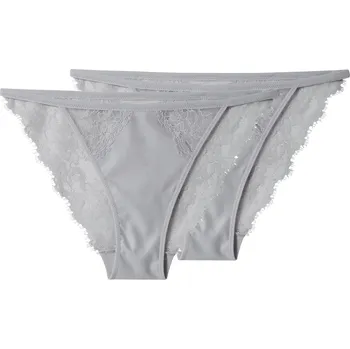 Kalhotky esmara® Dámské kalhotky s krajkou, 2 kusy (stříbrná, L(44/46))