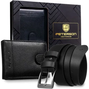 Peněženka Peterson pánská kožená peněženka bez zapínání s páskem Zapínání: západka