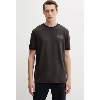 Pánské tričko Bavlněné tričko EA7 Emporio Armani pánské, hnědá barva, s aplikací, AF13741.7X000127 89X, vel. S