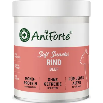 Pamlsek pro kočku AniForte Měkké hovězí pamlsky - čistá blaženost pro šťastné kočky (100 g)