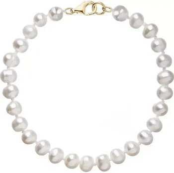 Náramek Perlový náramek z říčních perel se zapínáním ze 14 karátového zlata 923001.1/9260 bílý