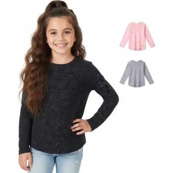 Dívčí bunda KUGO DÍVČÍ TRIČKO S DLOUHÝM RUKÁVEM WL0945 Velikost: 158, Barva: Černá