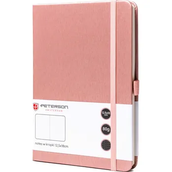 Ledvinka Peterson Zápisník B6 s tečkovaným potiskem a elastickým zapínáním Barva: Růžová