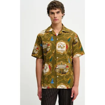 Pánská košile Bavlněná košile Drôle de Monsieur La Chemise Grand HUtel H.SH228.LI010 zelená 81X, vel. XXL