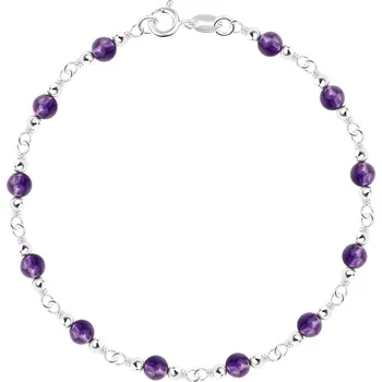 Náramek Náramek ze stříbra 925 - menší stříbrné a větší fialové kuličky
