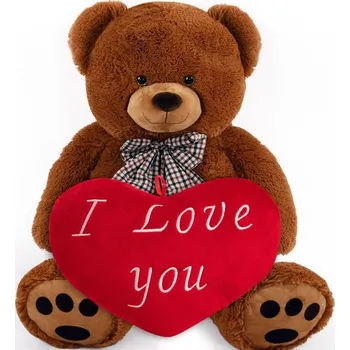plyšák Hnědý plyšový medvěd 50 cm se srdcem
