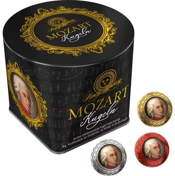 Bonboniéra Lambertz Mozartovy koule 300 g – elegantní kovová dóza