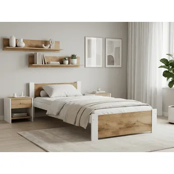 Postel IKAROS 90 x 200 cm, dub artisan/bílá Rošt: S lamelovým roštem, Matrace: Matrace Sommera 18 cm