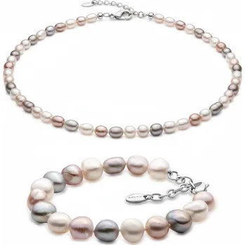 Souprava šperků ANNA PERLY Nadčasový set šperků z pravých barokních perel v šedorůžových odstínech