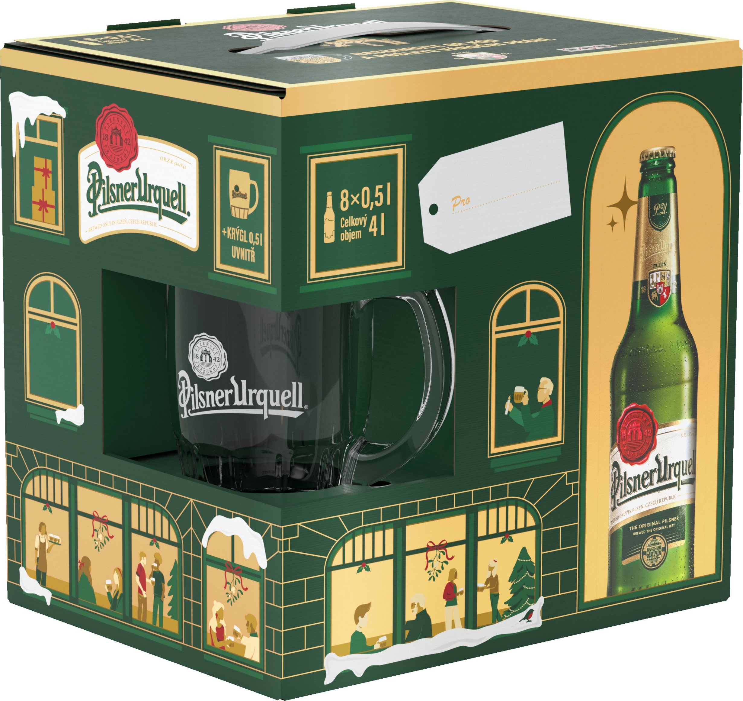 Pilsner Urquell zimní 8-pack s krýglem