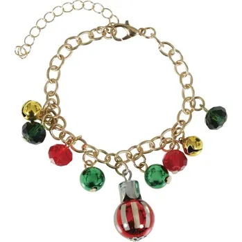 Karnevalový doplněk Náramek s vánočními ozdobami – zlatý