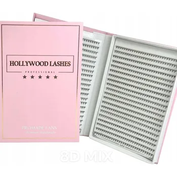 Umělé řasy TRSY ŘAS VĚJÍŘKY PŘIPRAVENÉ 1200ks 8D 0.05D MIX hollywood lashes
