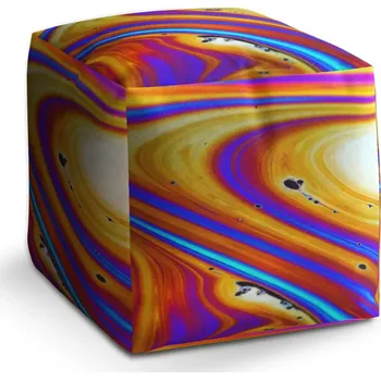 Taburet Sablio Taburet Cube Barevná abstrakce: 40x40x40 cm