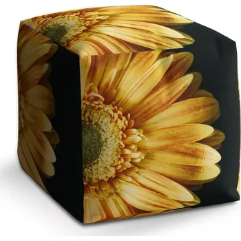 Taburet Sablio Taburet Cube žlutá gerbera: 40x40x40 cm