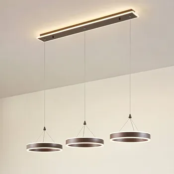 Lucande LED závěsné světlo Kolo, 114 cm, 3-flg., hnědá, stmívatelné - Stínidlo na lampu - 30 cm, výška 5 cm; Baldachýn - délka 92,5 cm, šířka 10,5 cm, výška 4 cm káva hnědá, bílá matná LED 30 W celkem - Doprava zdarma