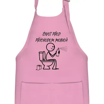 Kuchyňská zástěra Život před příchodem mobilů - Dětská zástěra na vaření - Univerzální velikost ( Růžová )
