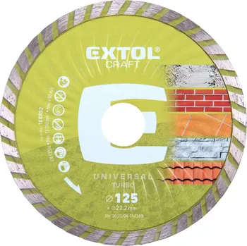 Řezný kotouč EXTOL CRAFT 108852 (ZRUŠENO! Nahrazeno výrobkem 903052 kotouč diamantový řezný, turbo - suché i mokré řezání, O 125x22,2x2mm)